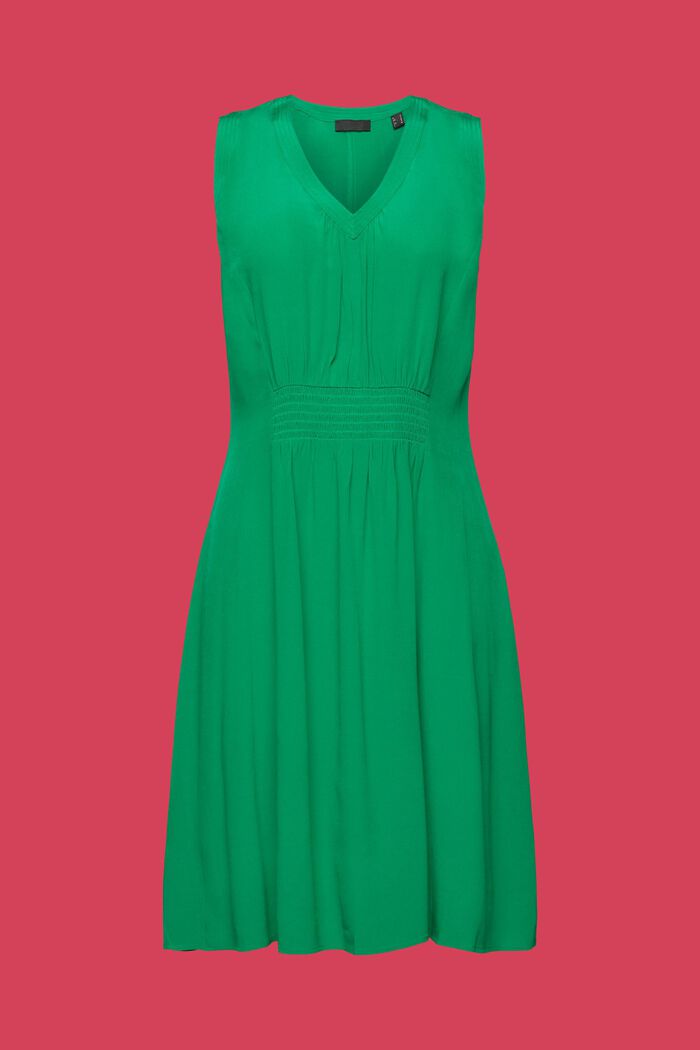 Gesmokte, getailleerde jurk in A-lijn, GREEN, detail image number 6