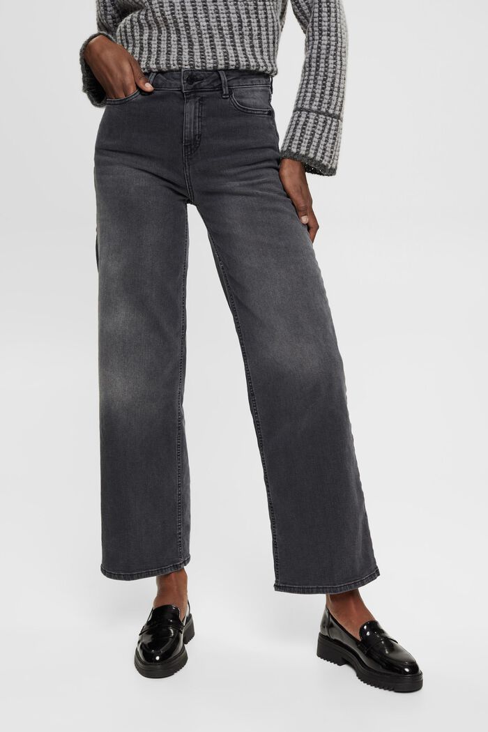 High-rise jeans met wijde pijpen, BLACK MEDIUM WASHED, detail image number 0