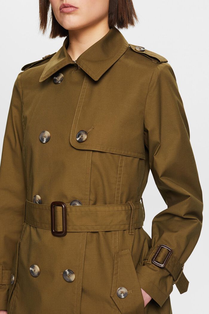 Double-breasted trenchcoat met ceintuur, KHAKI GREEN, detail image number 3