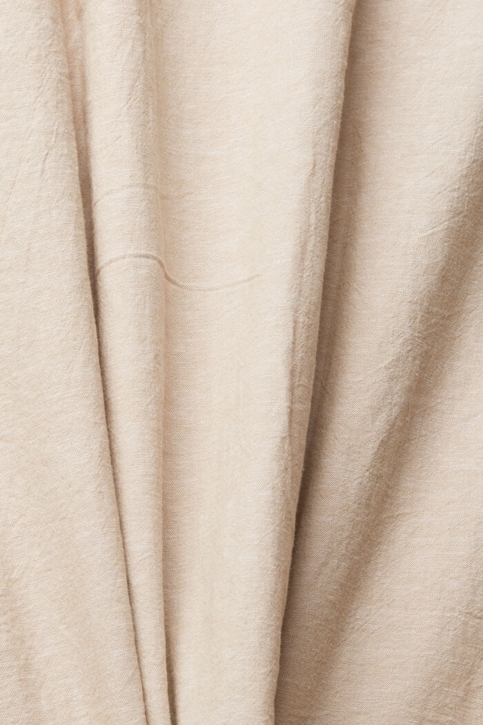 Met linnen: overhemd met buttondownkraag en korte mouwen, SAND, detail image number 4