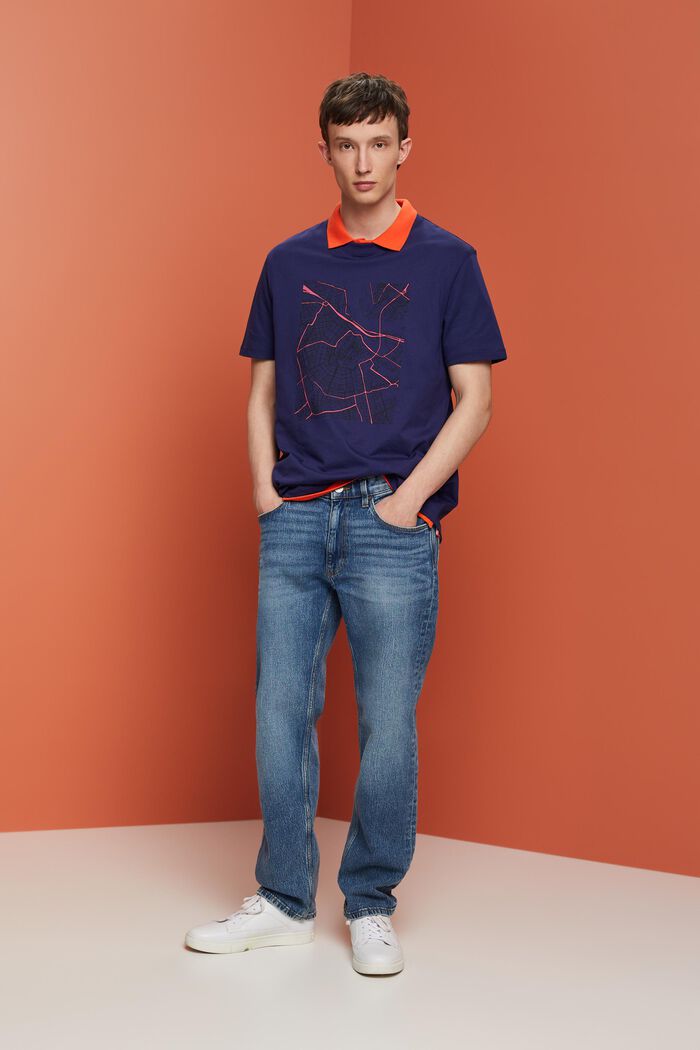 T-shirt van jersey met print, DARK BLUE, detail image number 1
