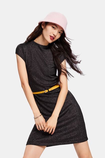 Metallic knitwear mini-jurk