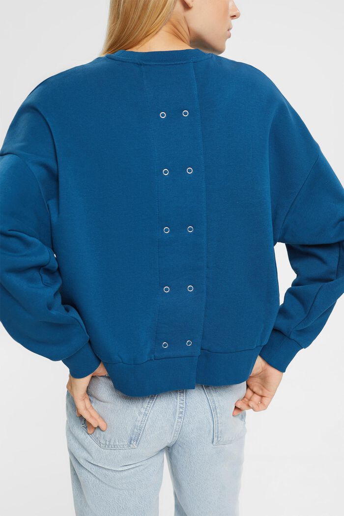 Sweatshirt met knoopsluiting aan de achterkant, PETROL BLUE, detail image number 0