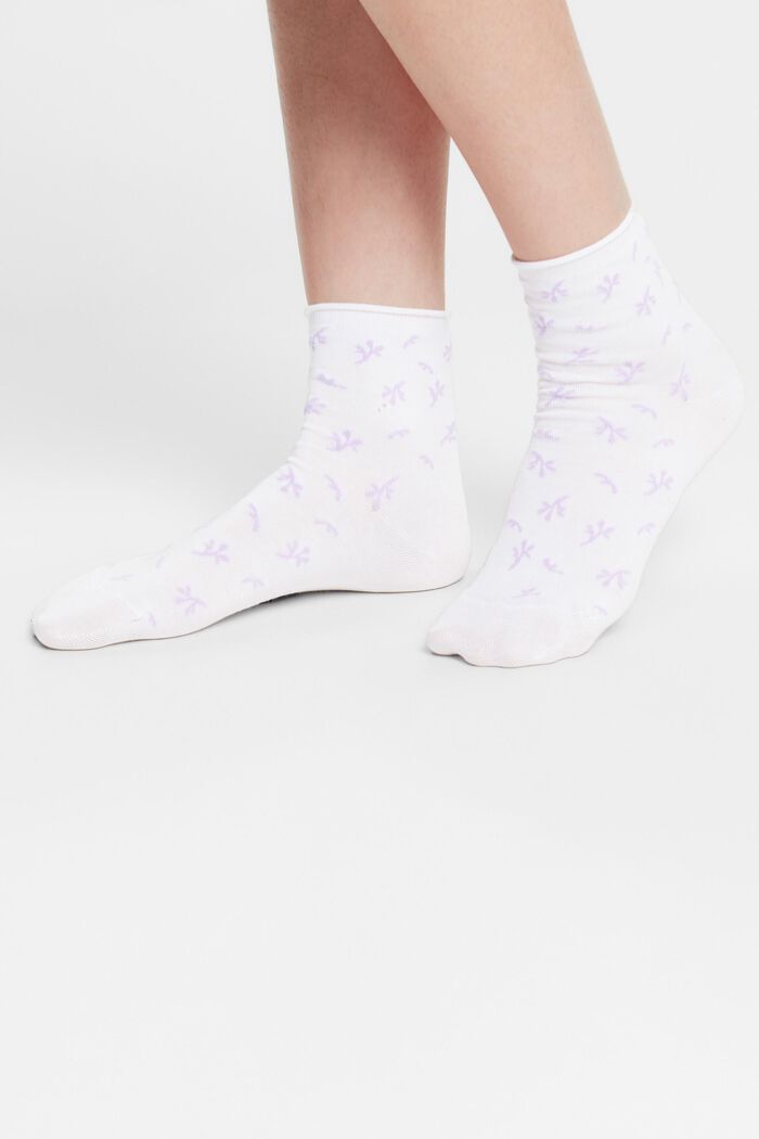 2 paar katoenen sokken met print, WHITE/LILAC, detail image number 1