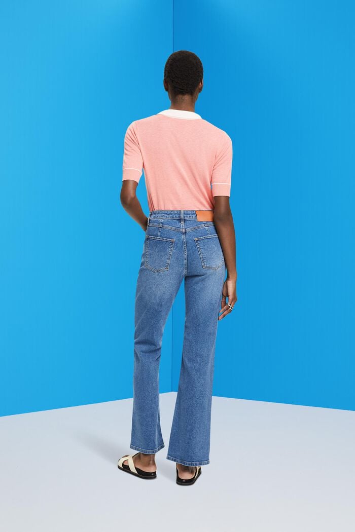 Bootcut jeans met opvallende inzet, BLUE DARK WASHED, detail image number 3