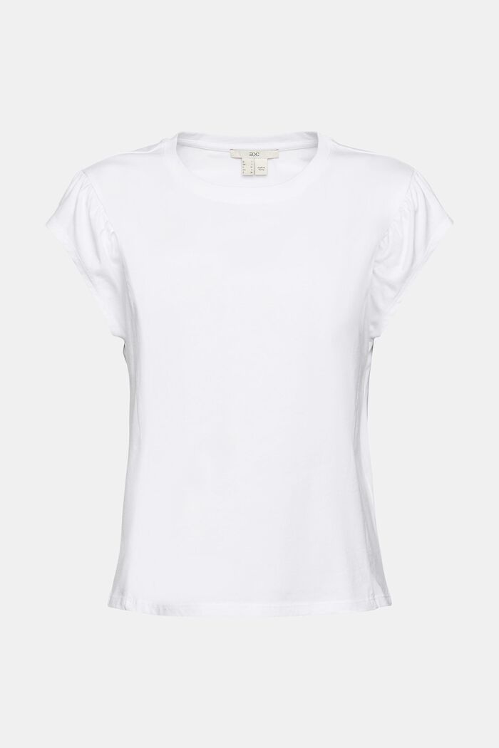 T-shirt met gerimpelde schouders, WHITE, overview