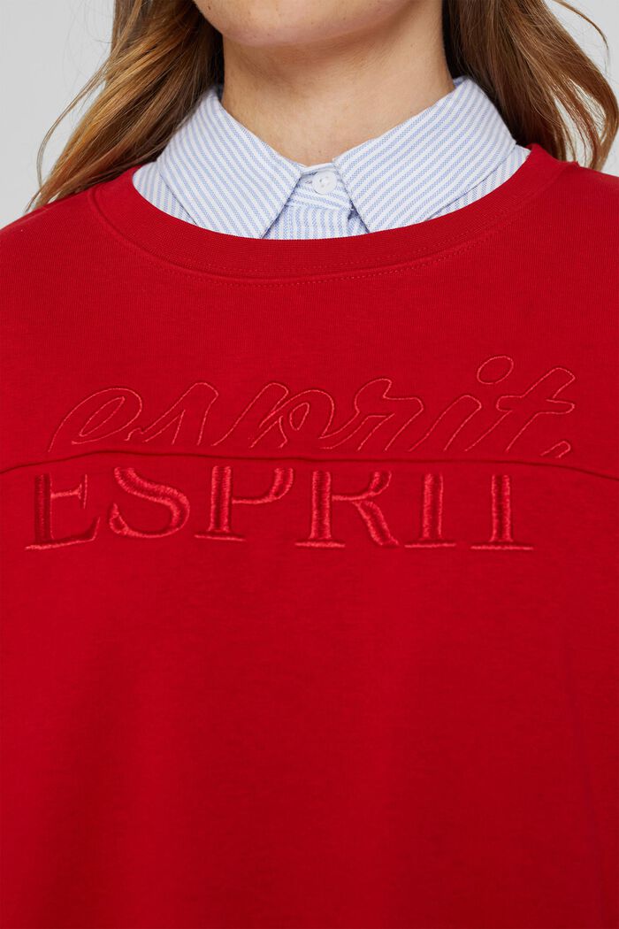 Geborduurd sweatshirt van een mix met biologisch katoen, RED, detail image number 2