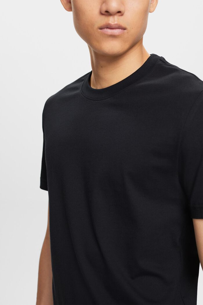 T-shirt van pima katoen-jersey met ronde hals, BLACK, detail image number 2