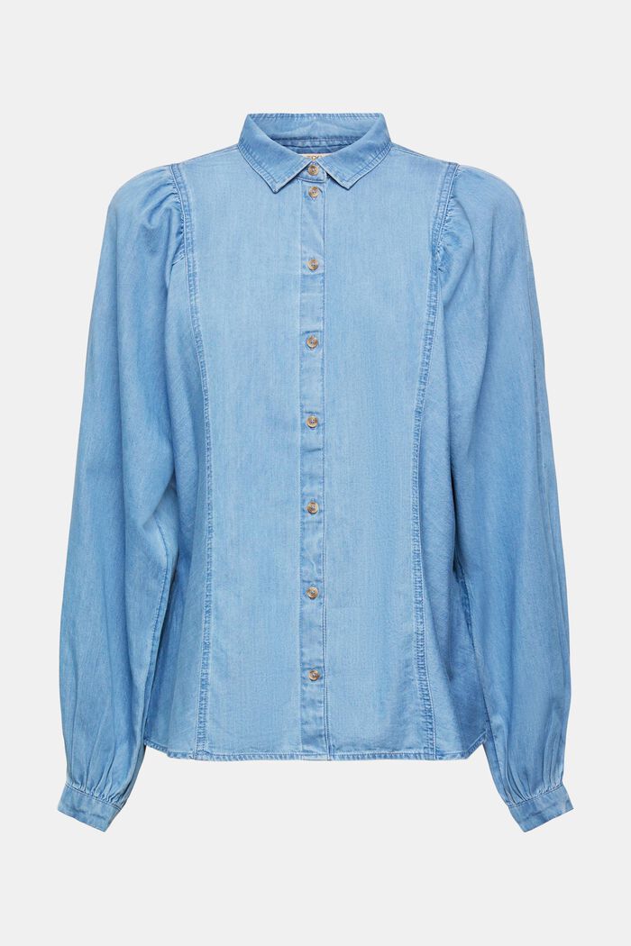 Denim blouse, BLUE LIGHT WASHED, detail image number 7
