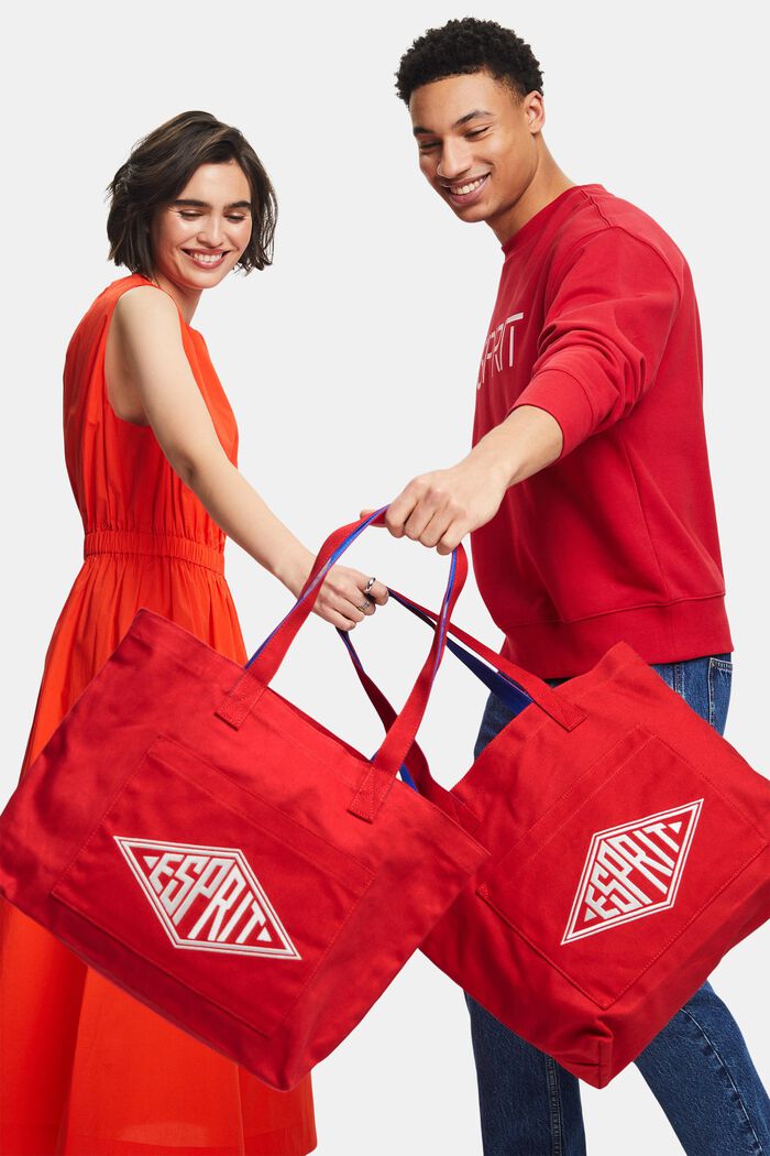 Canvas tote bag met logo, DARK RED, detail image number 4
