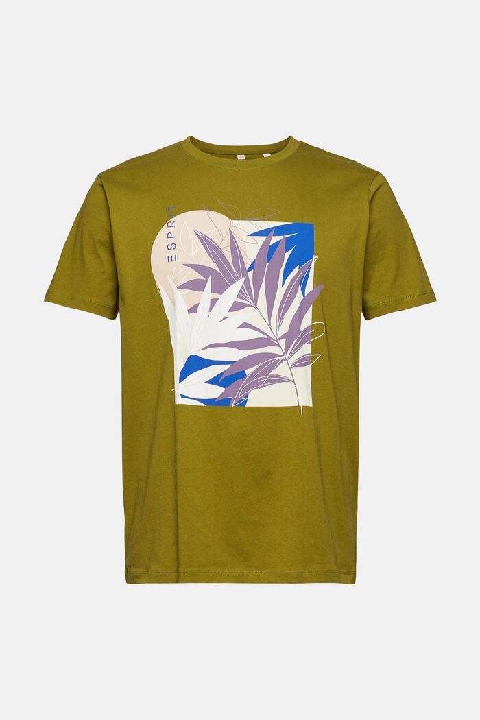 Jersey T-shirt met plantenprint, LEAF GREEN, detail image number 6