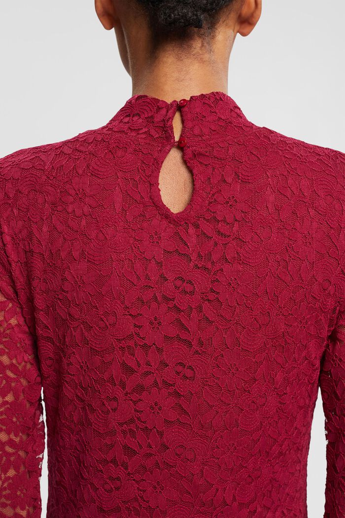 Kanten mini-jurk, CHERRY RED, detail image number 4
