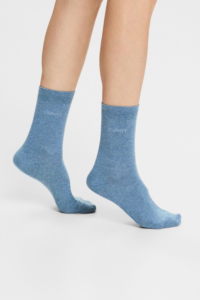 Set van 2 paar sokken met gebreid logo, organic cotton, LIGHT DENIM, detail image number 1