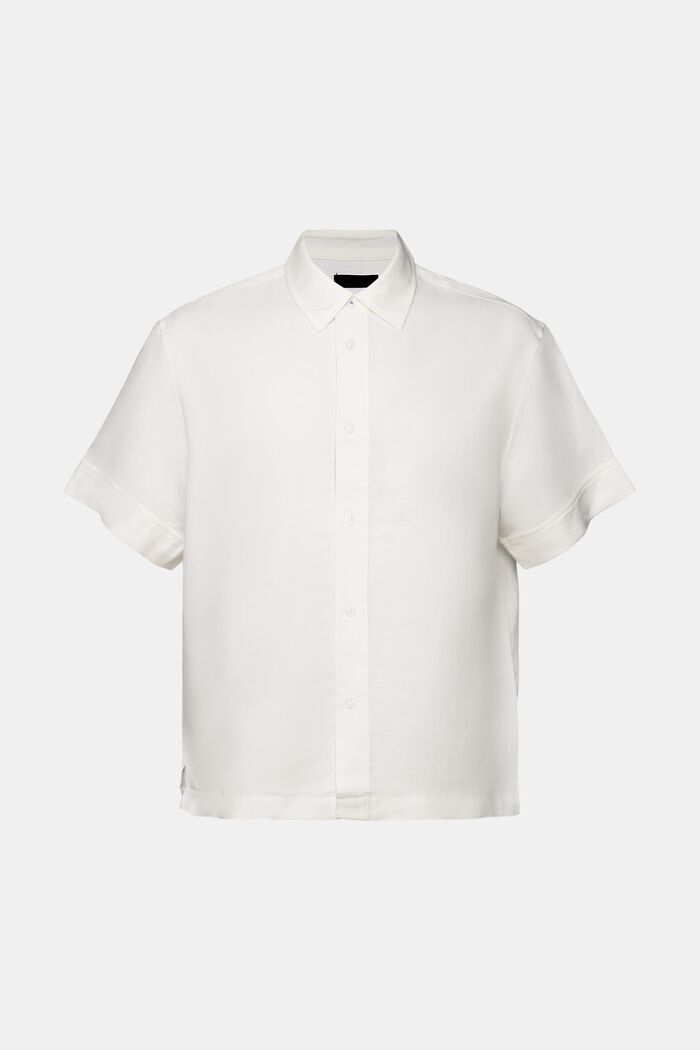 Shirt met korte mouwen, linnenmix, WHITE, detail image number 5