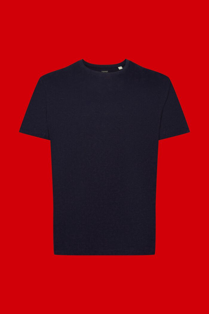 Jersey T-shirt, mix van katoen en linnen, NAVY, detail image number 6