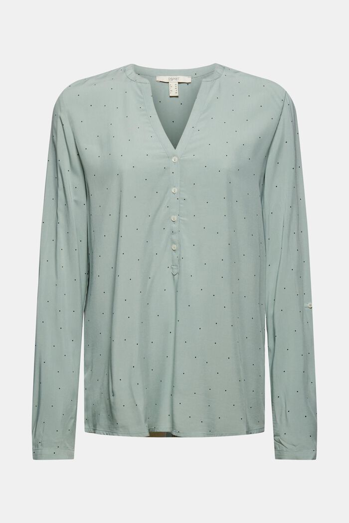 Henley blouse van LENZING™ ECOVERO™, DUSTY GREEN, detail image number 0