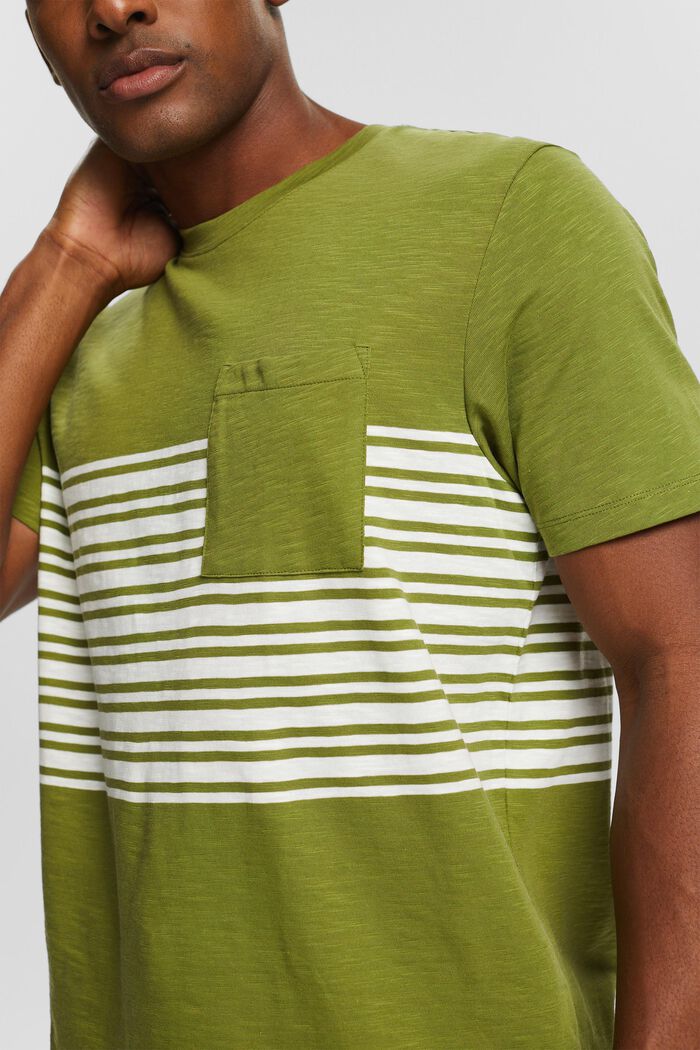 Jersey T-shirt met streepmotief, LEAF GREEN, detail image number 1