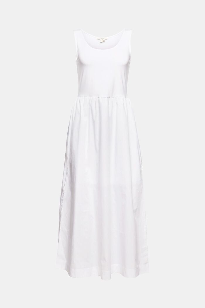 Midi-jurk van een materiaalmix, WHITE, detail image number 6