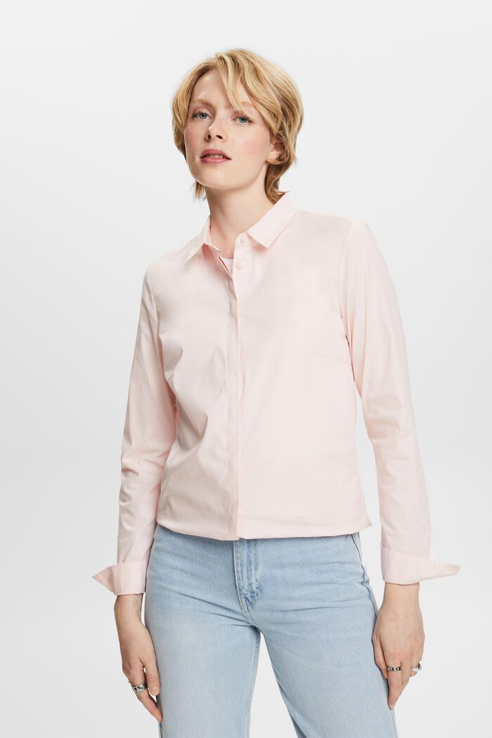 Shirt met lange mouwen van popeline, LIGHT PINK, detail image number 1