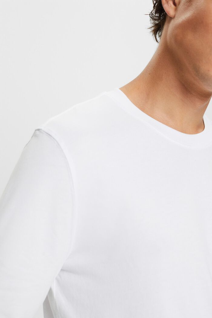 T-shirt met lange mouwen en ronde hals, WHITE, detail image number 1