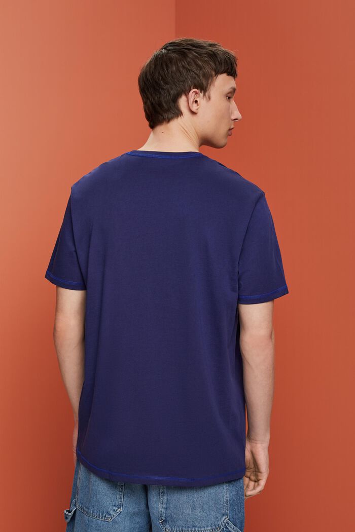 Jersey T-shirt met contrasterende zomen, DARK BLUE, detail image number 3