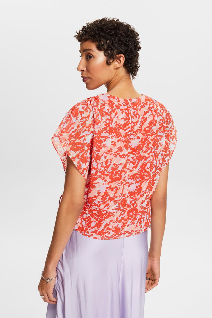Chiffon blouse met tunnelkoord en print, PASTEL ORANGE, detail image number 2