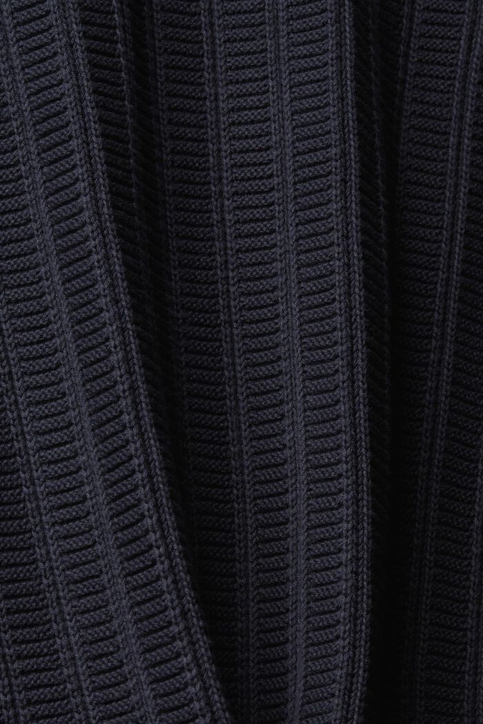 Grofgebreide trui met halve rits, NAVY, detail image number 5
