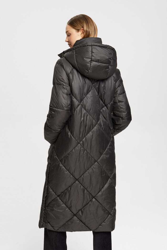 Lange mantel met ruitvormig stiksel, BLACK, detail image number 3