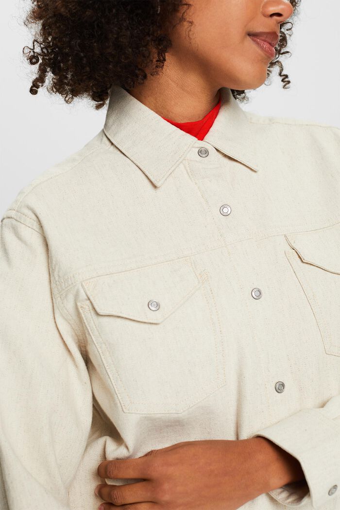 Overshirt blouse met lange mouwen, OFF WHITE, detail image number 3