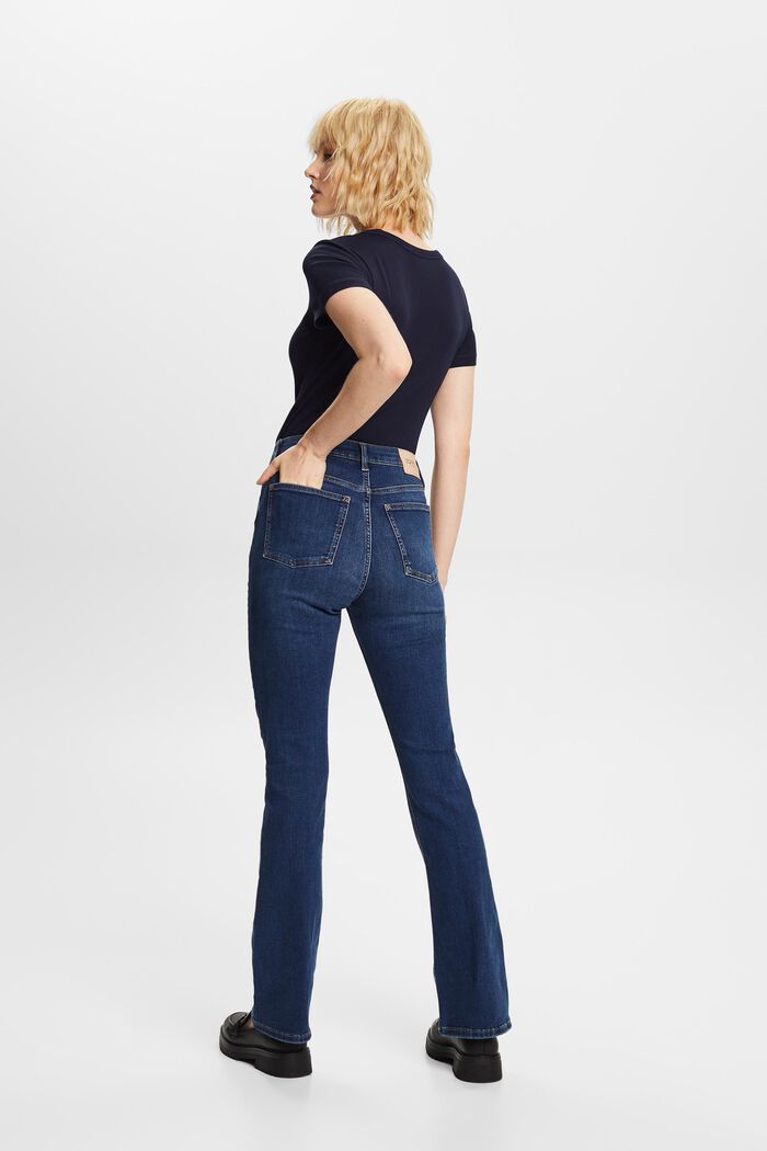 Gerecycled: bootcut jeans met hoge taille, BLUE DARK WASHED, detail image number 3
