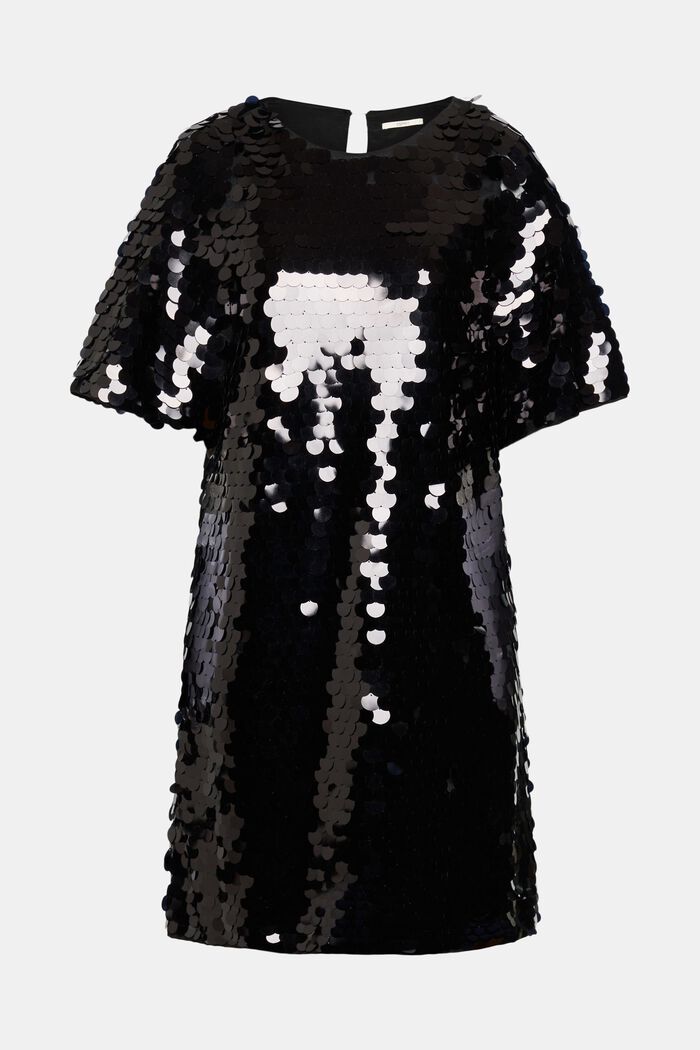Mini-jurk met grote pailletten, LENZING™ ECOVERO™, BLACK, detail image number 7
