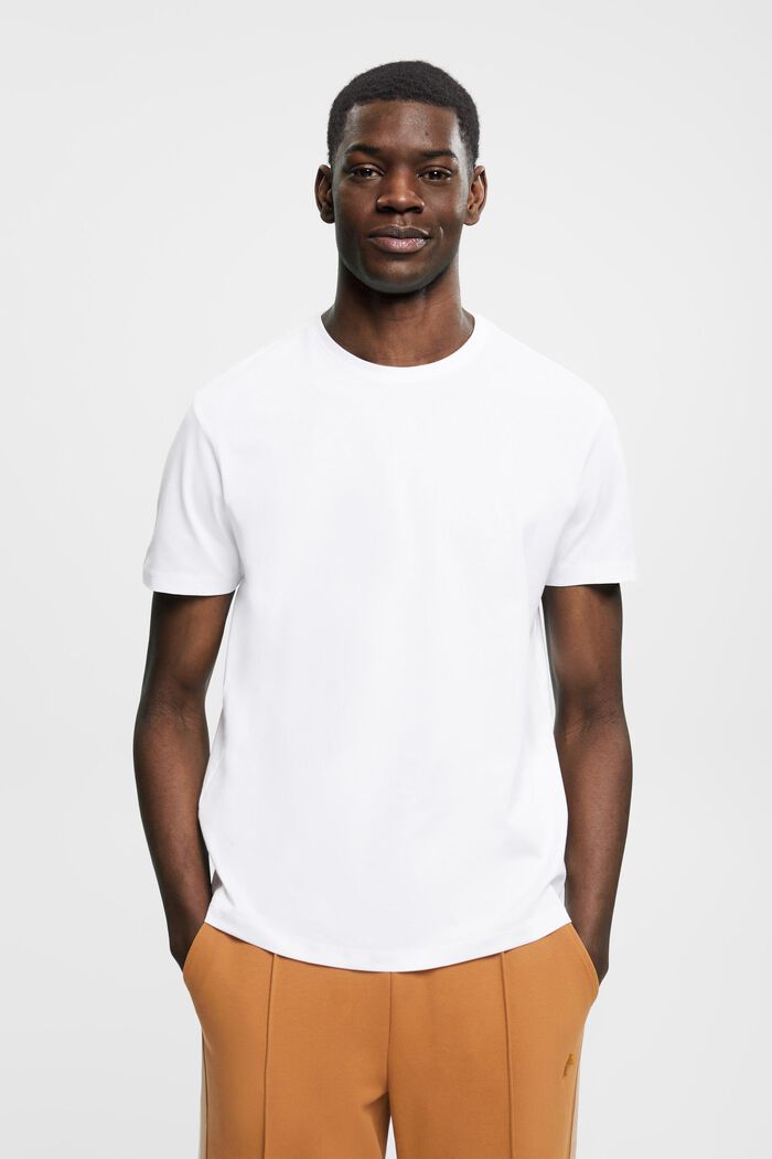 Slim fit T-shirt van pimakatoen, WHITE, detail image number 0