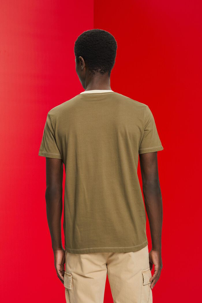 Tweekleurig T-shirt van katoen, LIGHT TAUPE, detail image number 3