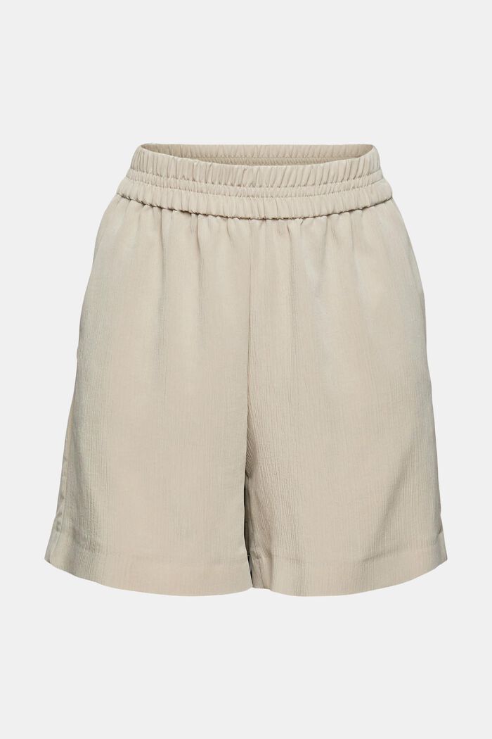 Stoffen shorts met crinkle effect, LIGHT TAUPE, detail image number 3
