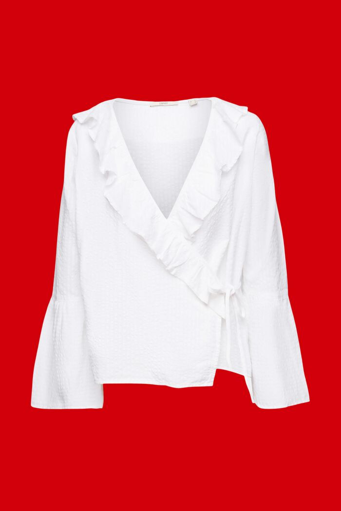 Wikkelblouse met ruches, WHITE, detail image number 5