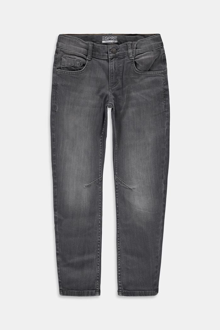 Stretchjeans met in wijdte verstelbare band, GREY MEDIUM WASHED, overview