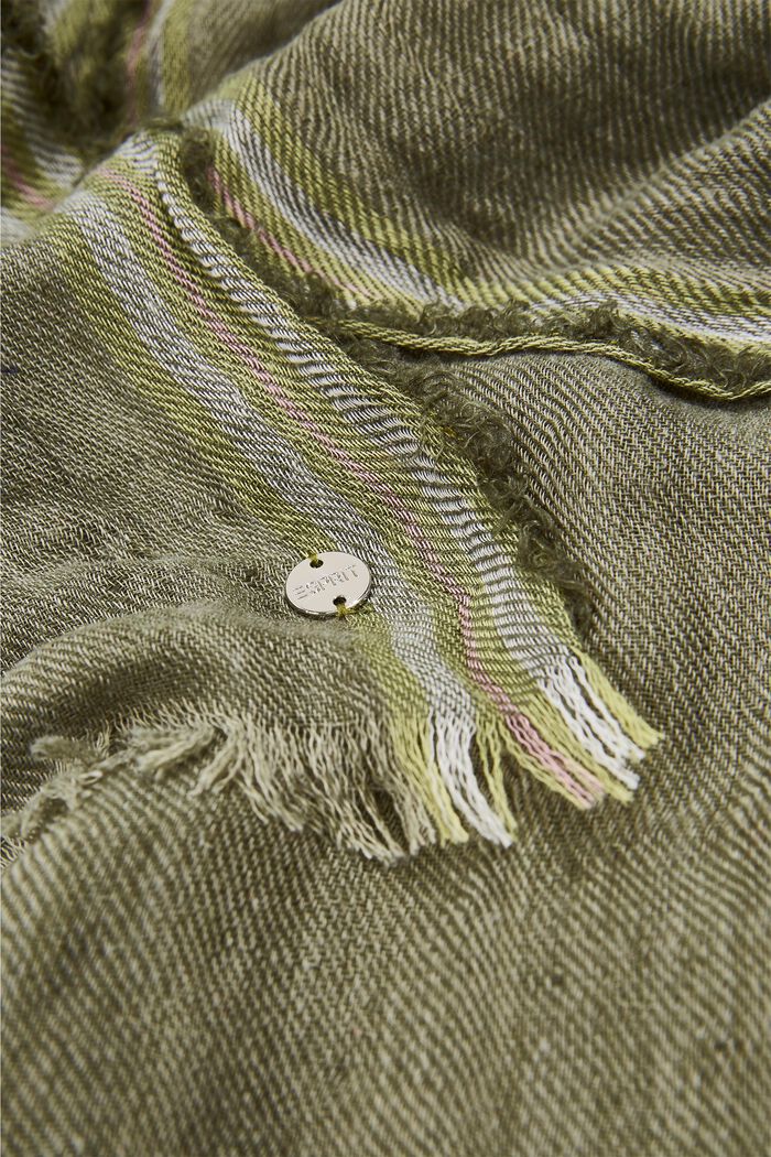 Sjaal van een linnenmix, LIGHT KHAKI, detail image number 1