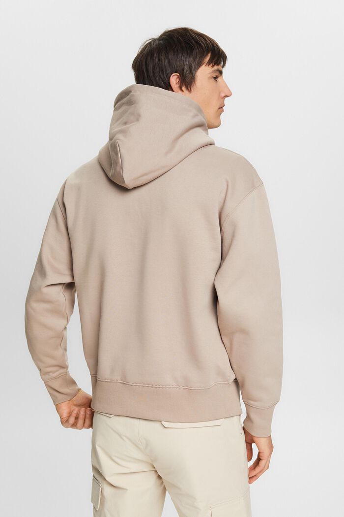 Sweatshirt van fleece met hoodie en logo, LIGHT TAUPE, detail image number 3