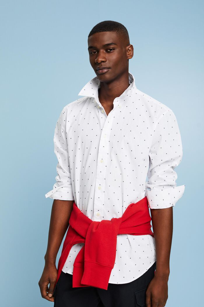 Katoenen slim fit-overhemd met borduursel, WHITE, detail image number 5