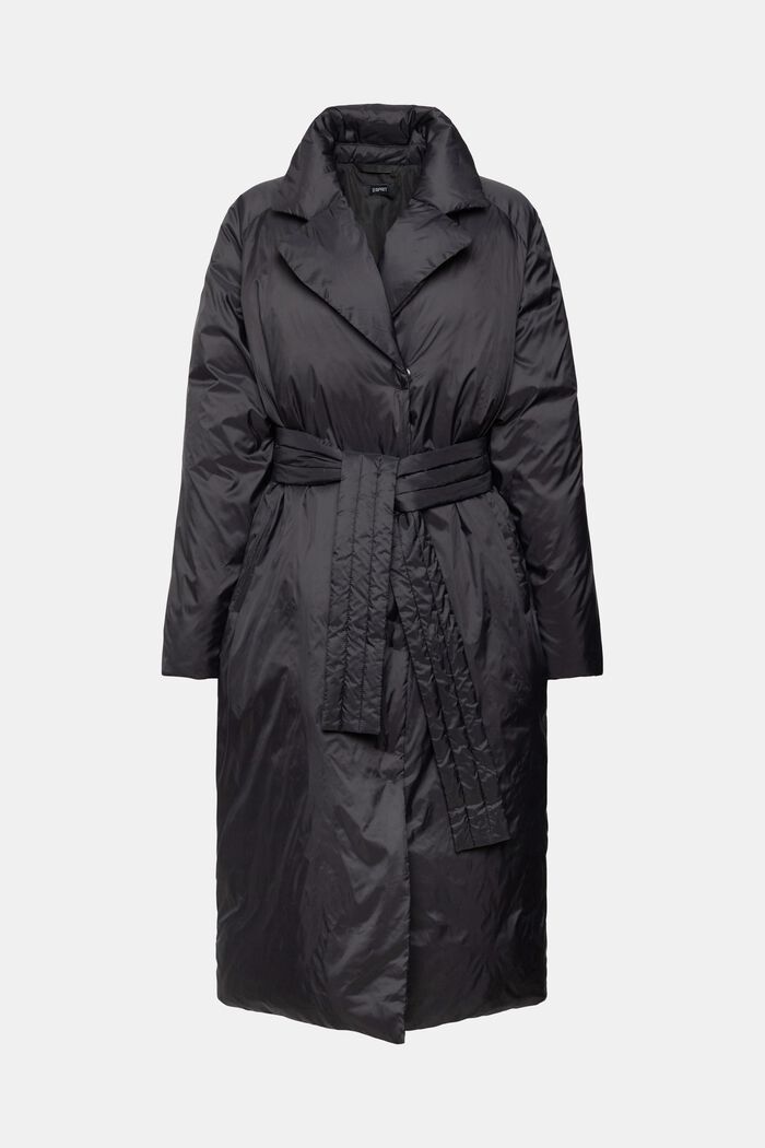 Lange mantel met gerecyclede donzen wattering, BLACK, detail image number 6