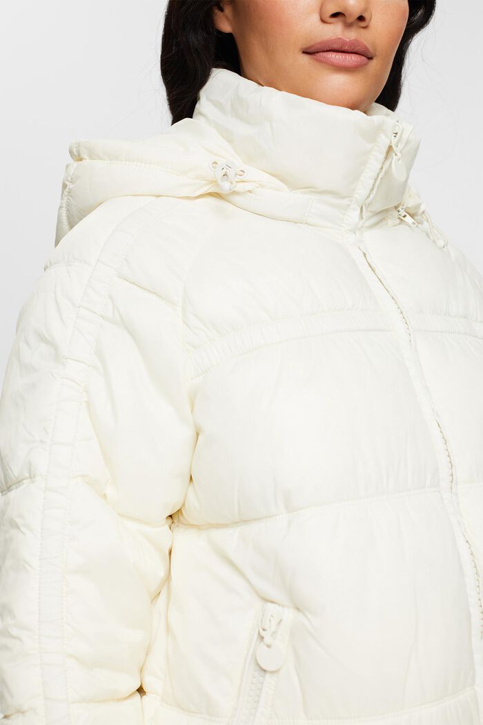 Gewatteerde jas met afneembare capuchon, OFF WHITE, detail image number 3