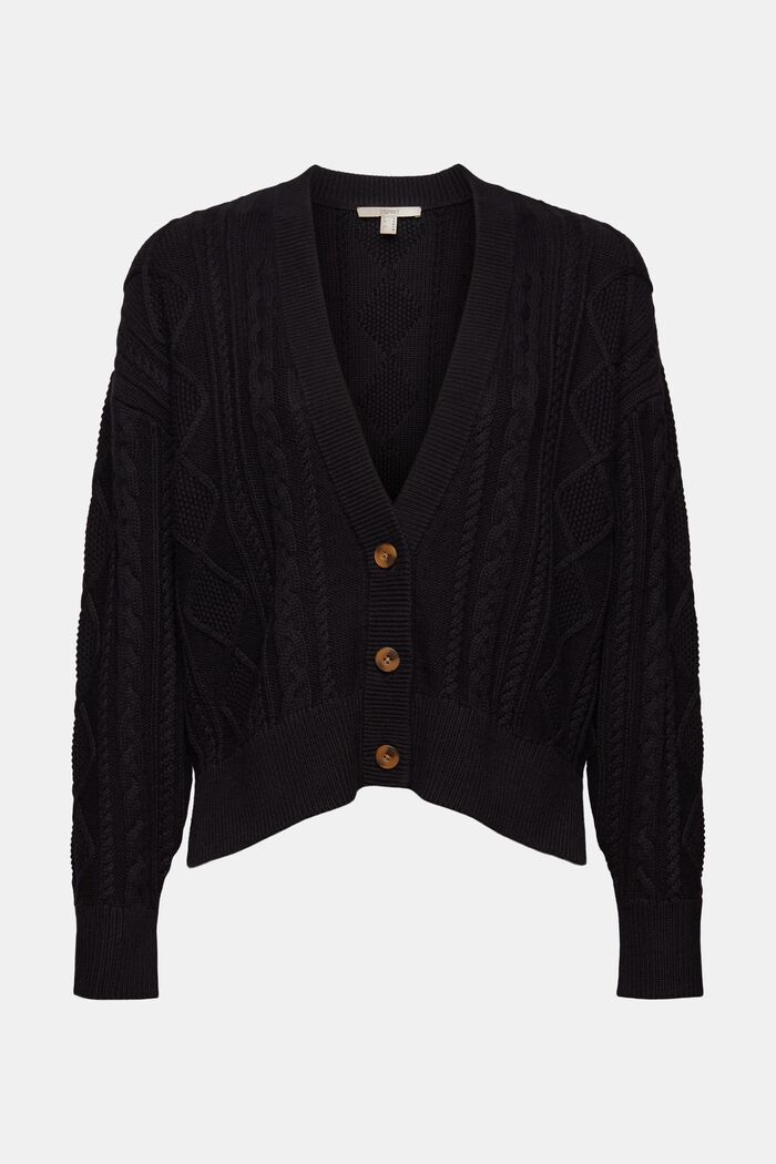 Gebreid vest met motief, organic cotton, BLACK, detail image number 6