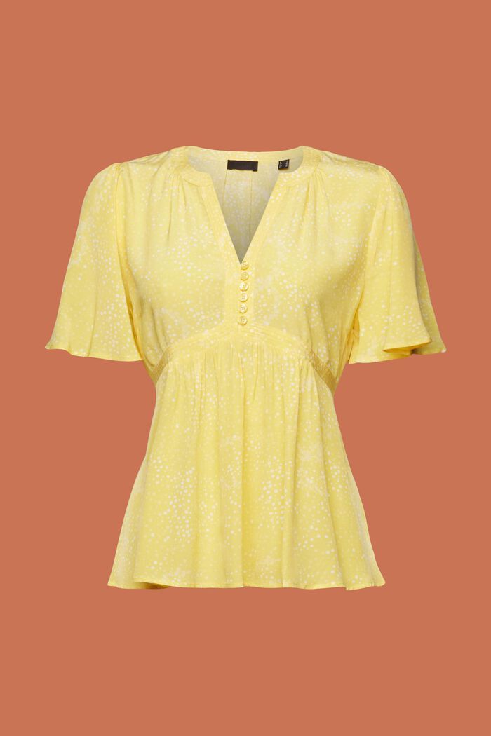 Gerimpelde blouse met print en strik op de achterkant, LIGHT YELLOW, detail image number 6
