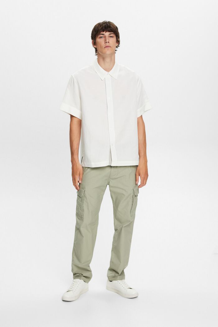 Shirt met korte mouwen, linnenmix, WHITE, detail image number 1