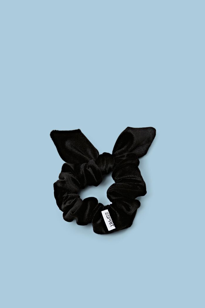 Fluwelen strik-scrunchie, BLACK, detail image number 0