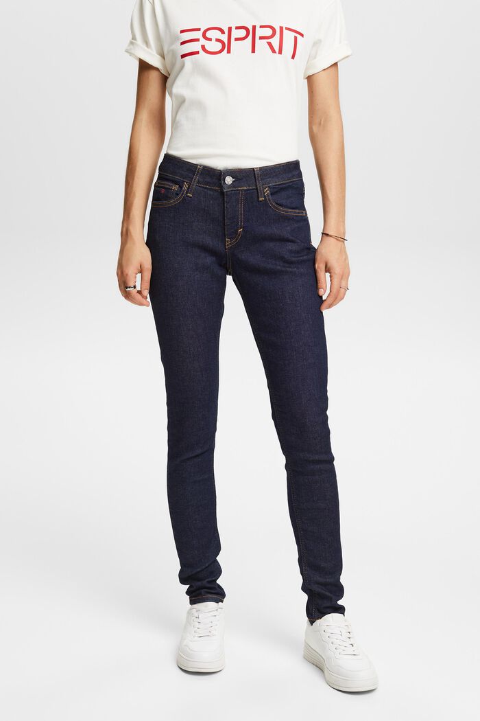 Mid rise skinny jeans, BLUE RINSE, detail image number 0