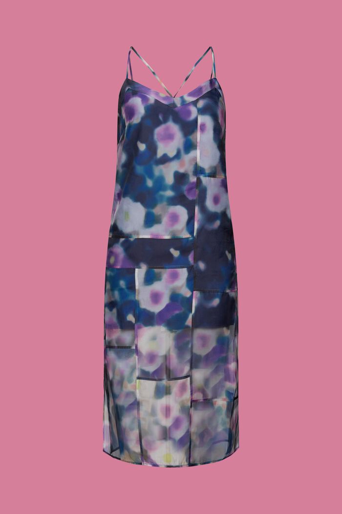 Organza midi-jurk met motief, BLUE LAVENDER, detail image number 6