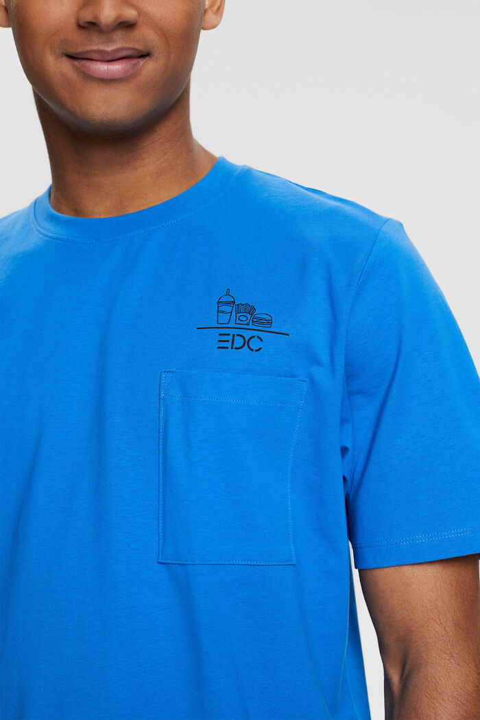 Jersey T-shirt met motief en logo, BRIGHT BLUE, detail image number 1