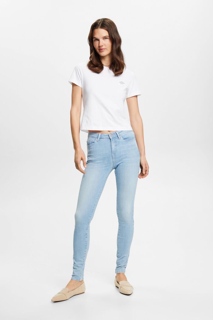 Skinny jeans van duurzaam katoen, BLUE BLEACHED, detail image number 4