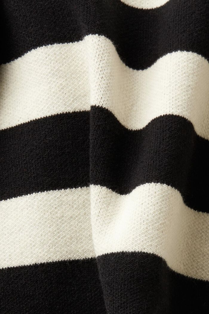 Gebreide trui met gemengde strepen en rolkraag, BLACK, detail image number 5